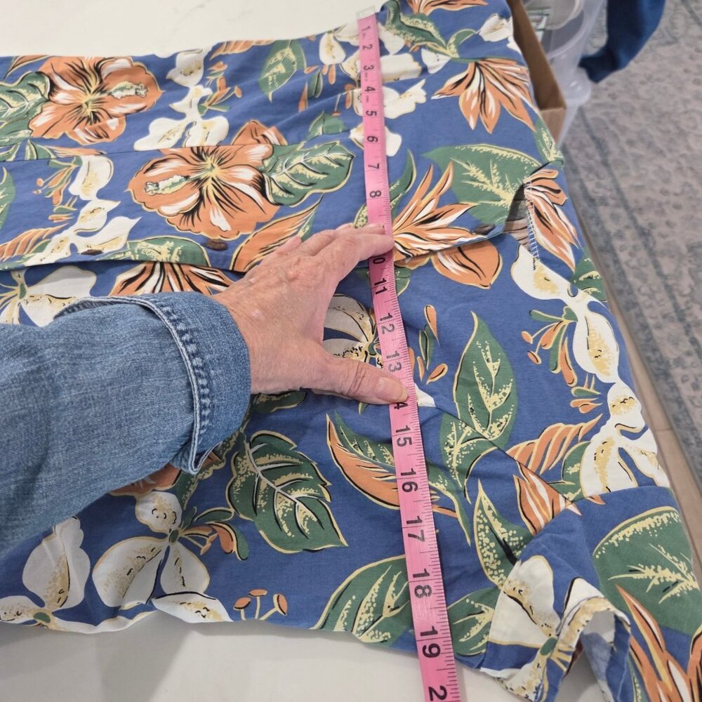 Vtg Hilo Hattie Hawaiian Dress M Blue Hibiscus Floral Rayon Midi Muumuu Tropical - Picture 10 of 10